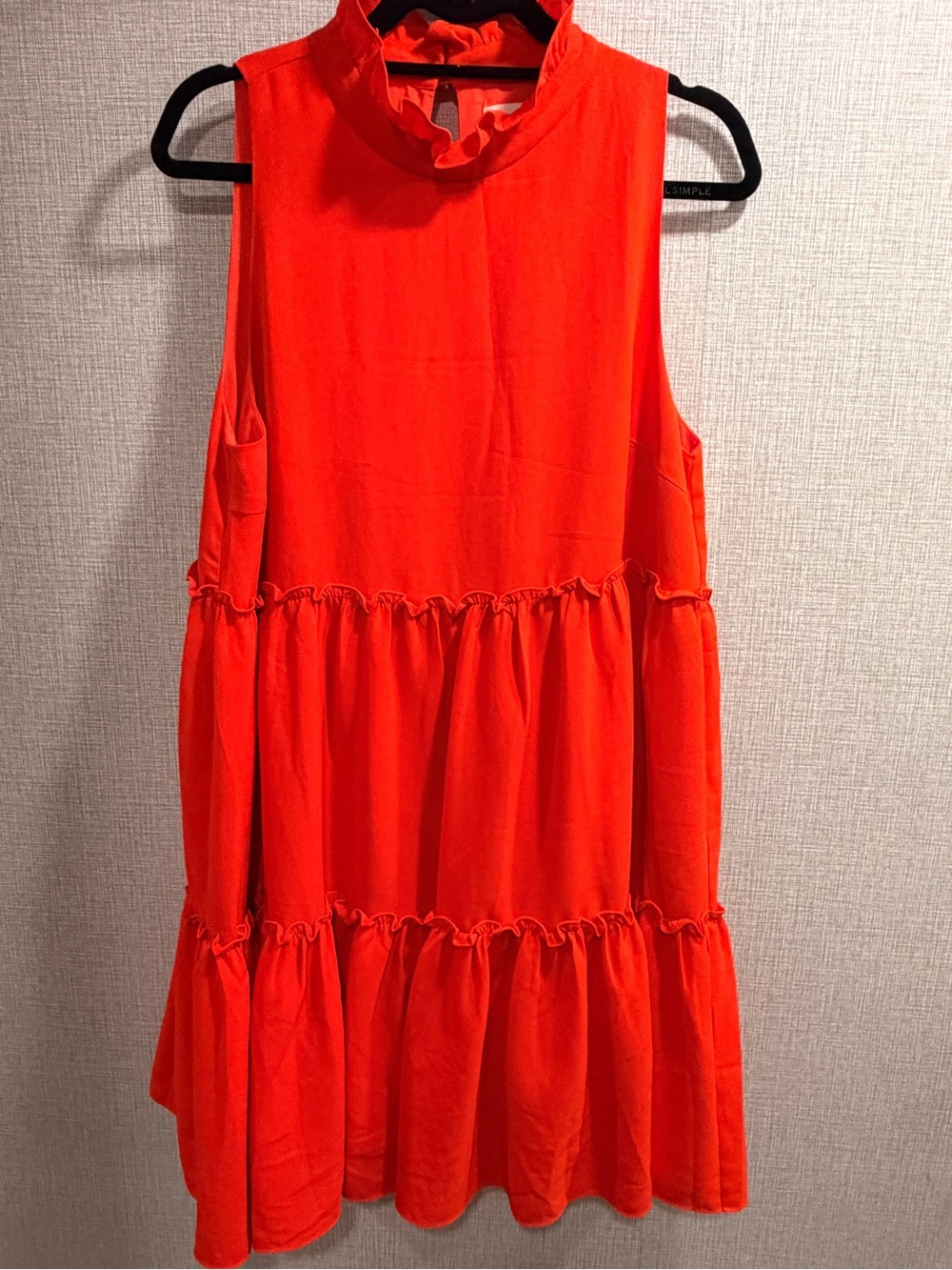 Elliatt Sleeveless Ruffle Tiered Mini Dress - Bright Red Orange Size X-Large
